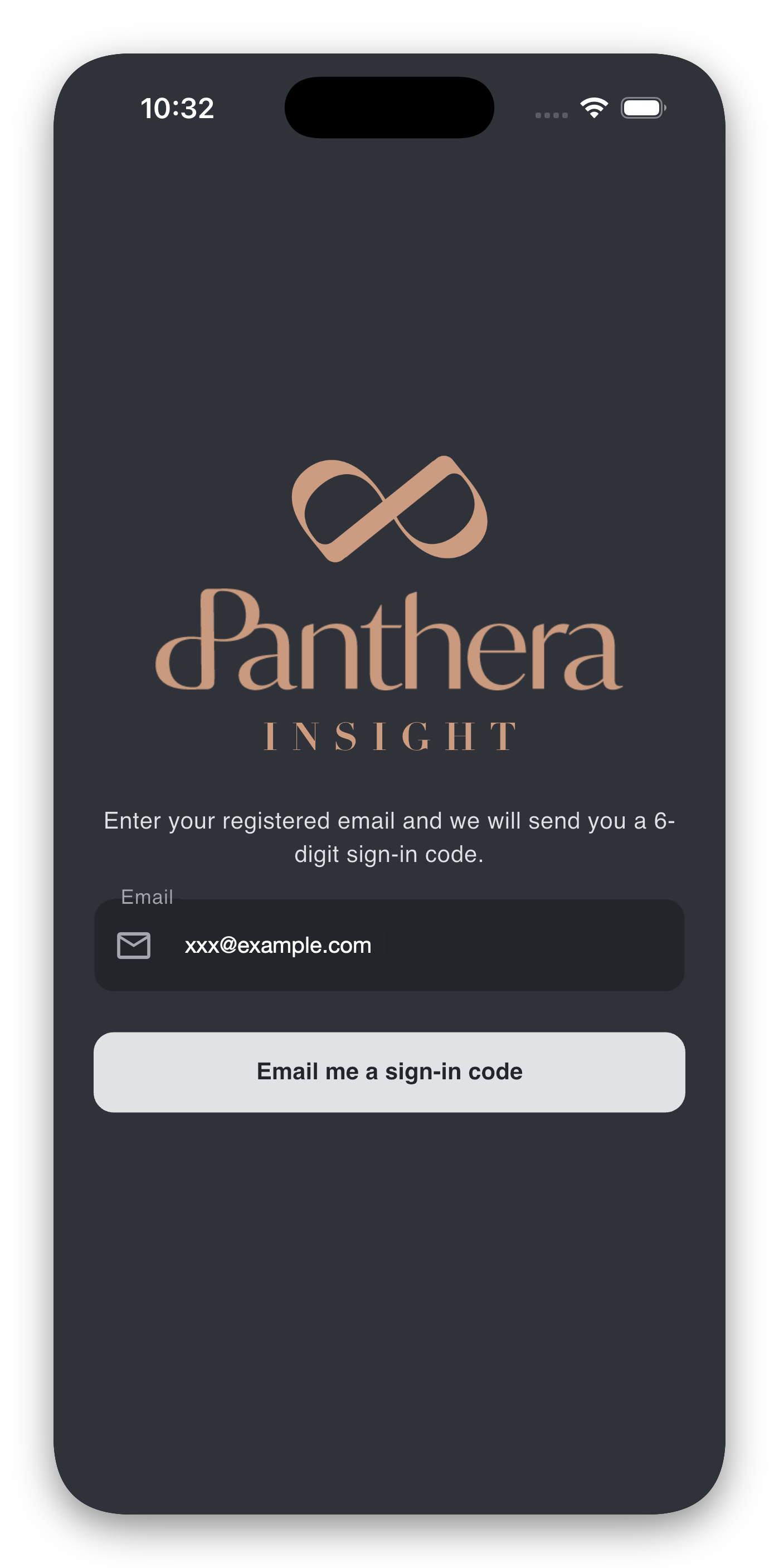 Email-entry screen