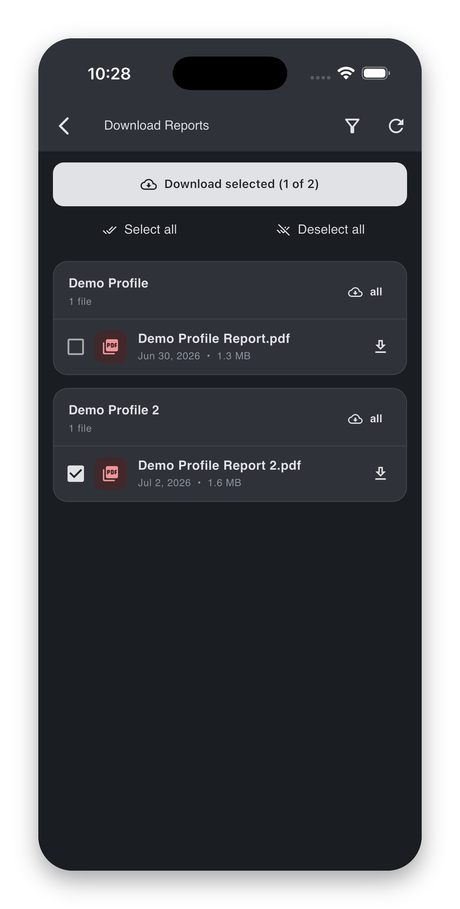 Multi-report screen
